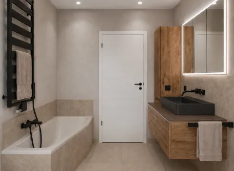 Zeitloses Design mit Holzdetails und eleganter Lichtgestaltung
