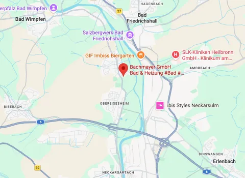 Kartenausschnitt um die Bachmayer GmbH in Untereisesheim für die Anfahrt.