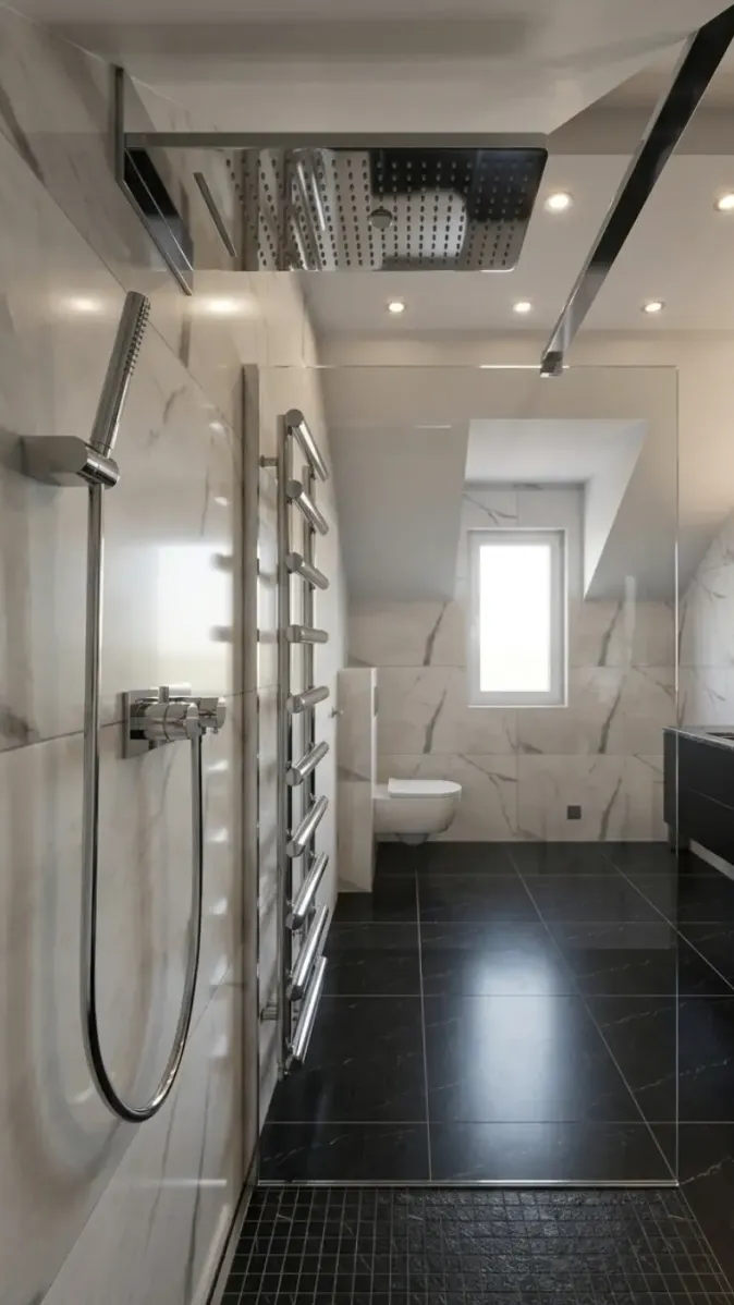 Badrenovierung mit wandhängendem WC, klarer Struktur und eleganter Wirkung