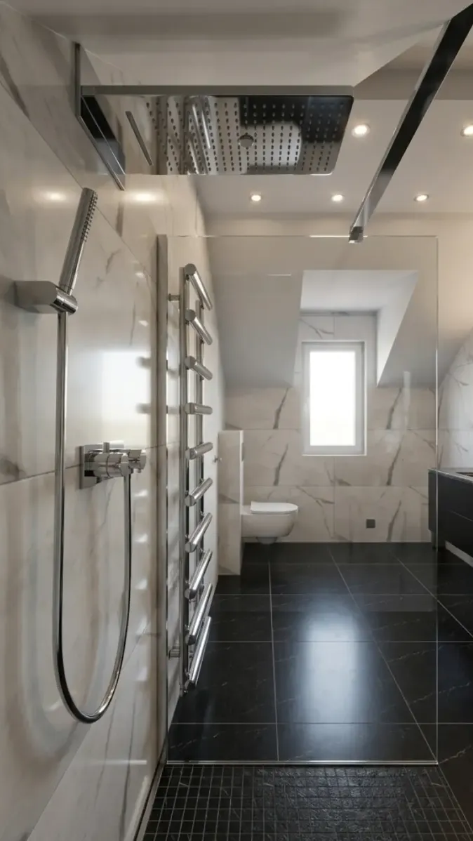 Badrenovierung mit wandhängendem WC, klarer Struktur und eleganter Wirkung