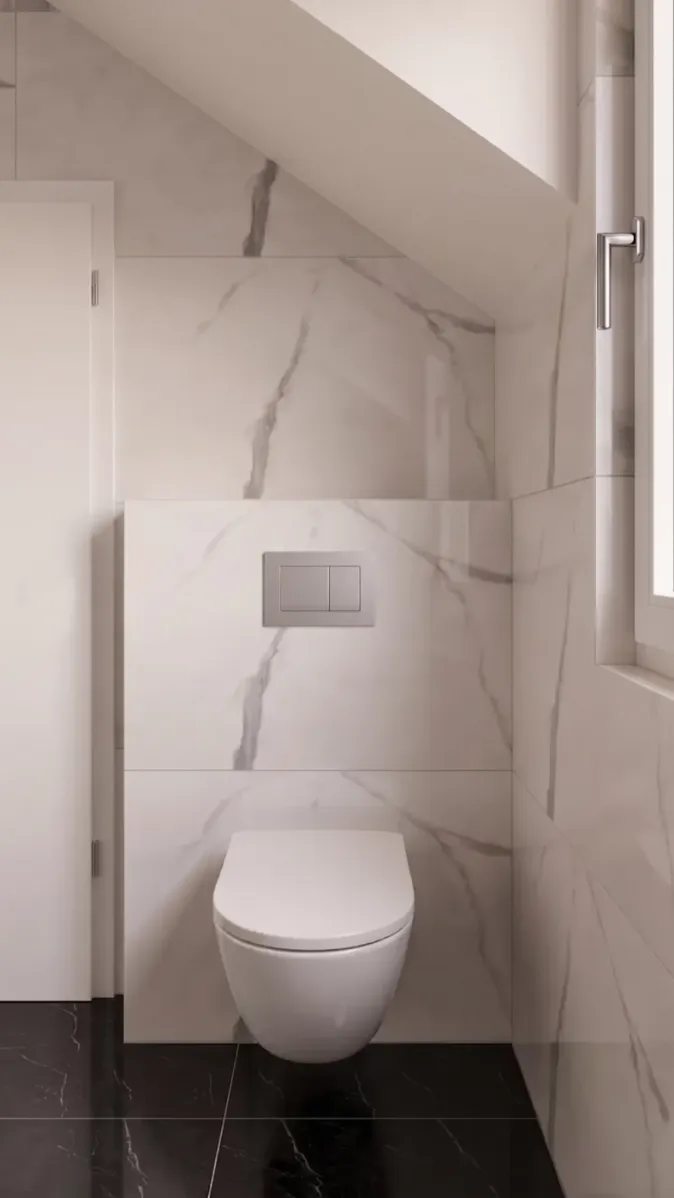 Badrenovierung mit wandhängendem WC und Spülplatte