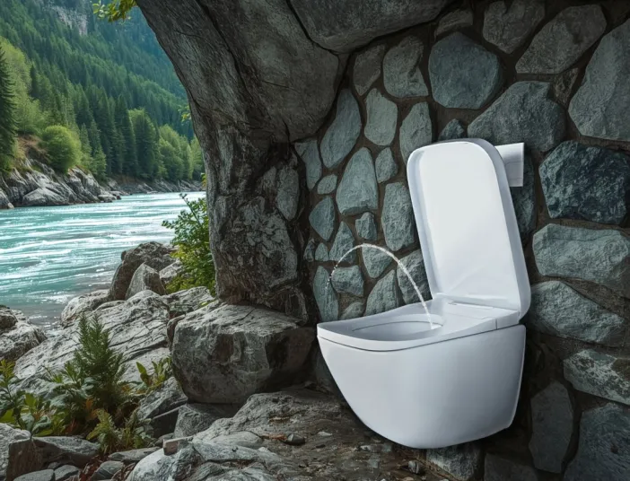 TOTO Dusch-WC vor einer Felswand