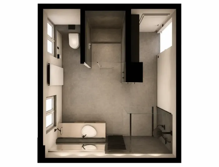 Birdsview Wellness‑Badezimmer mit Walk‑in‑Dusche, Burgbad Waschtisch und Toto‑Dusch‑WC
